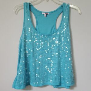 Y2K BONGO Top Juniors XL Sizzler Sol Flyaway Sequin Racerback Tank Deadstock NWT